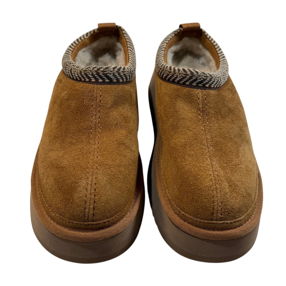 Koolaburra By Ugg Burree Platform Slippers Chestnut Suede Faux Fur Women 9
